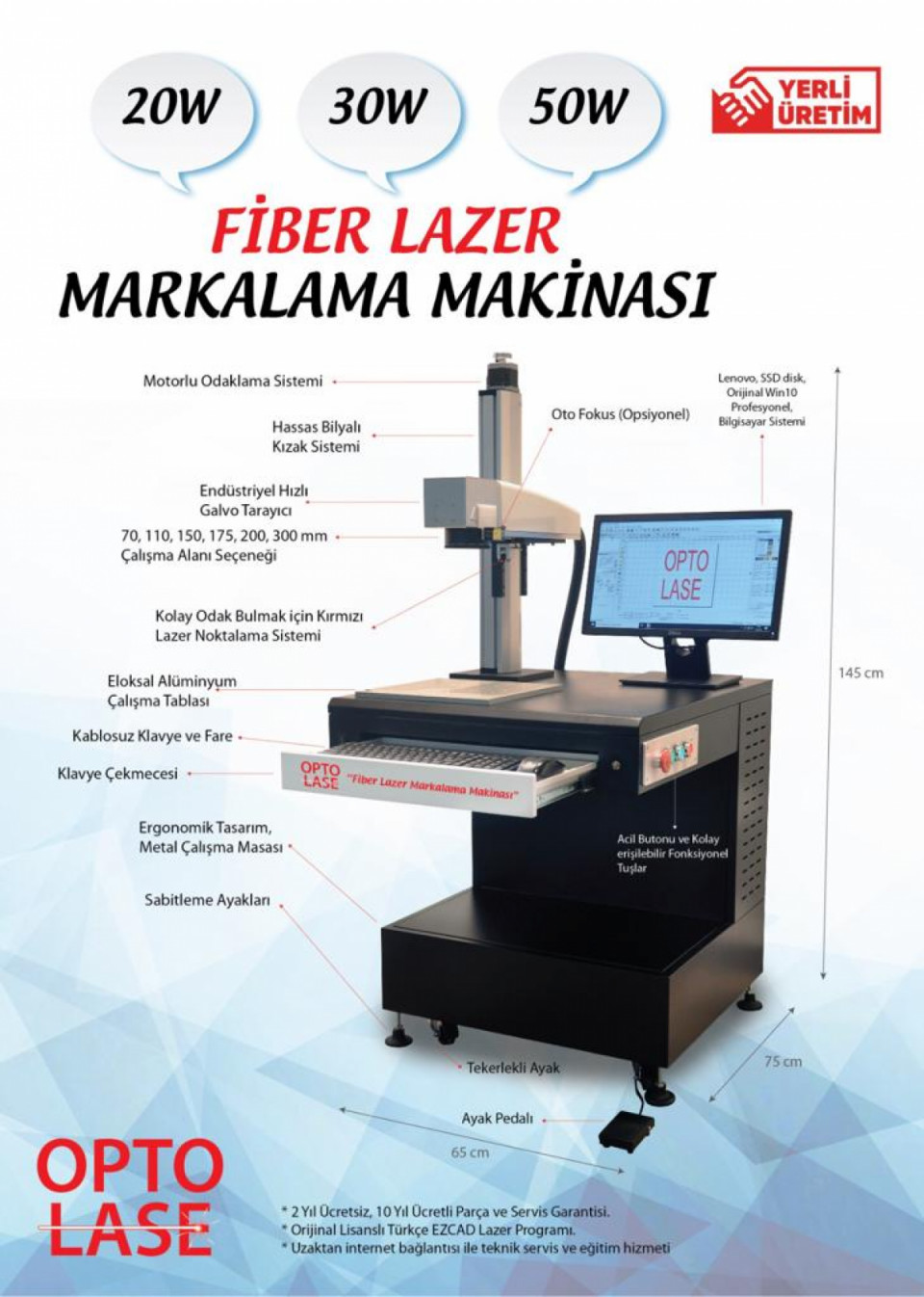Optolase Masalı Bilgisayarlı Fiber Lazer Markalama Makinesi